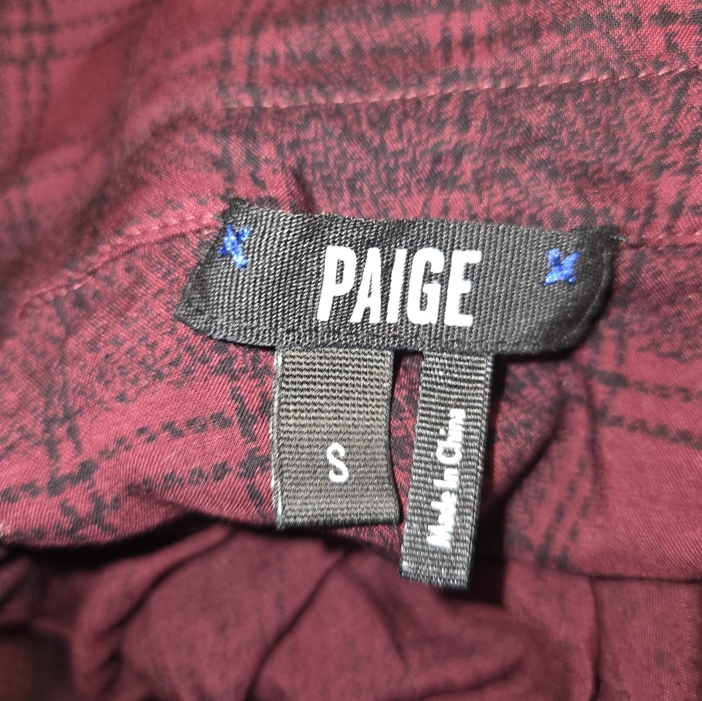 Paige Plaid Button-Up Burgandy Soft Long Sleeve Shirt V Neck - Picture 7 of 7